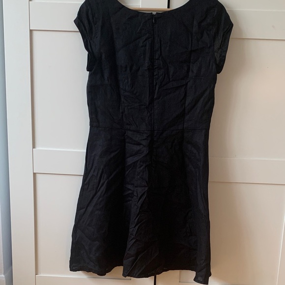 Chic Atelier B Black Cap Sleeve Linen Mini Dress - Picture 2 of 6